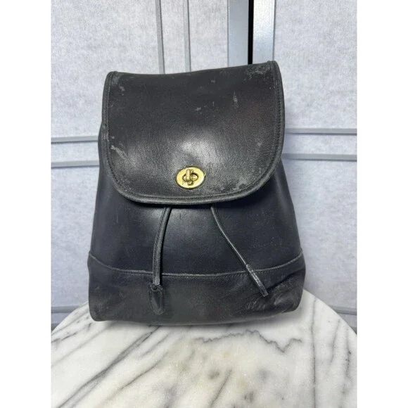 Coach | Bags | Coach Vintage 979 Black Soft Leather Backpack  display picture 2